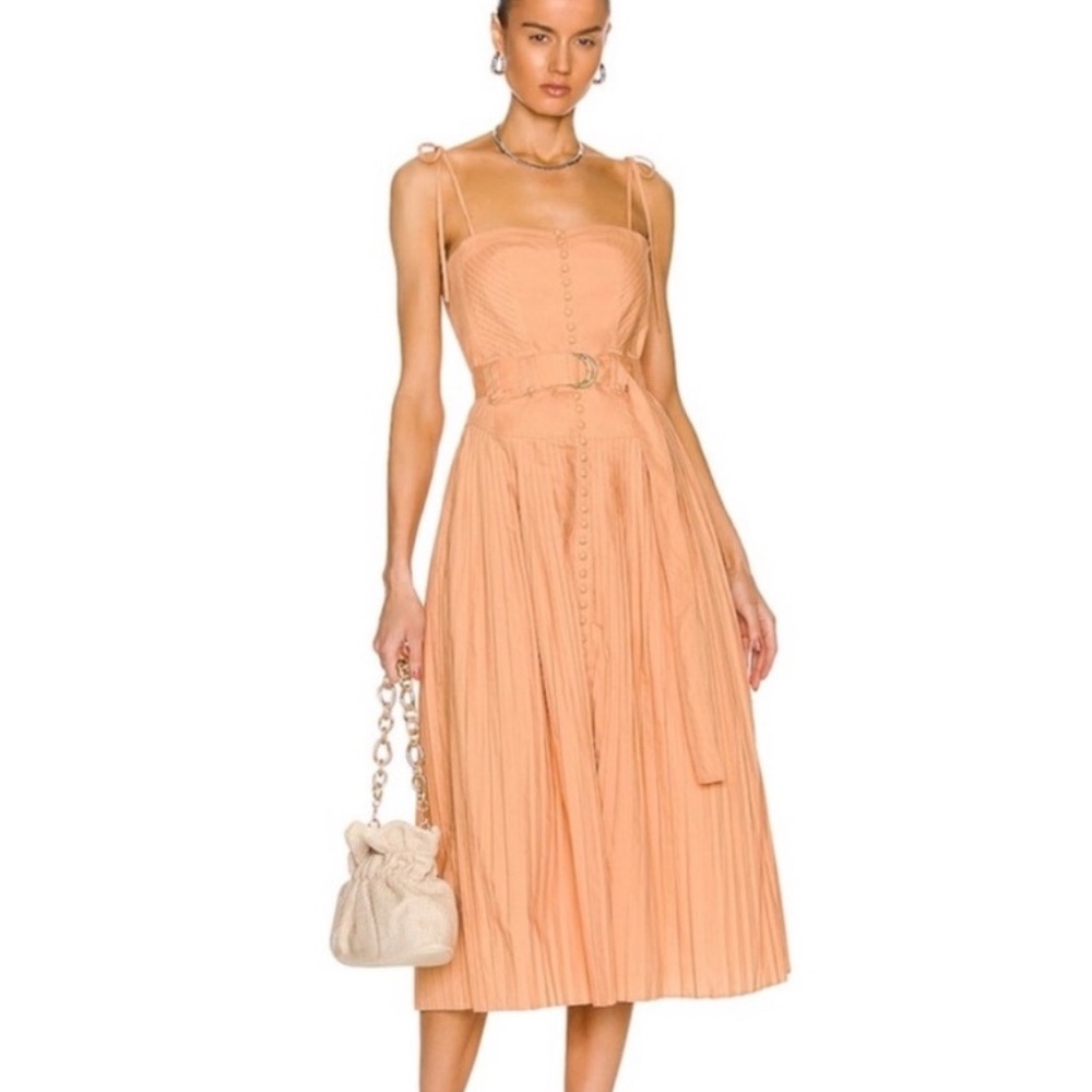 Ulla Johnson Cosette Belted Midi Dress in Pale Coral size 6 - Picture 2 of 9